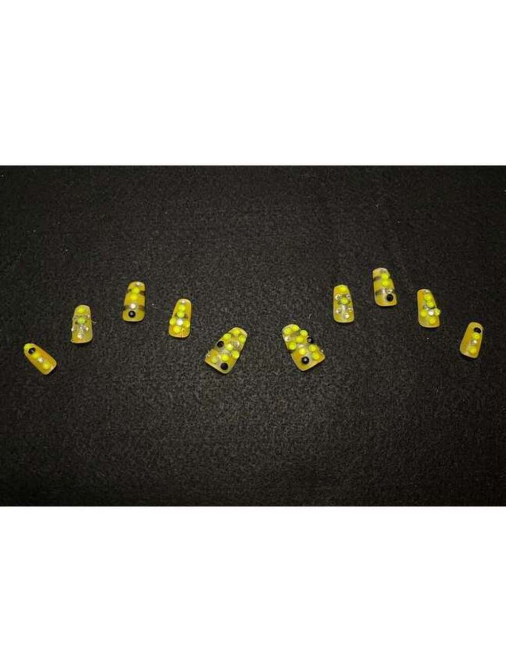 Yellow Bee Themed Rhinestone Press-On Nail Set - Picture 3 of 3